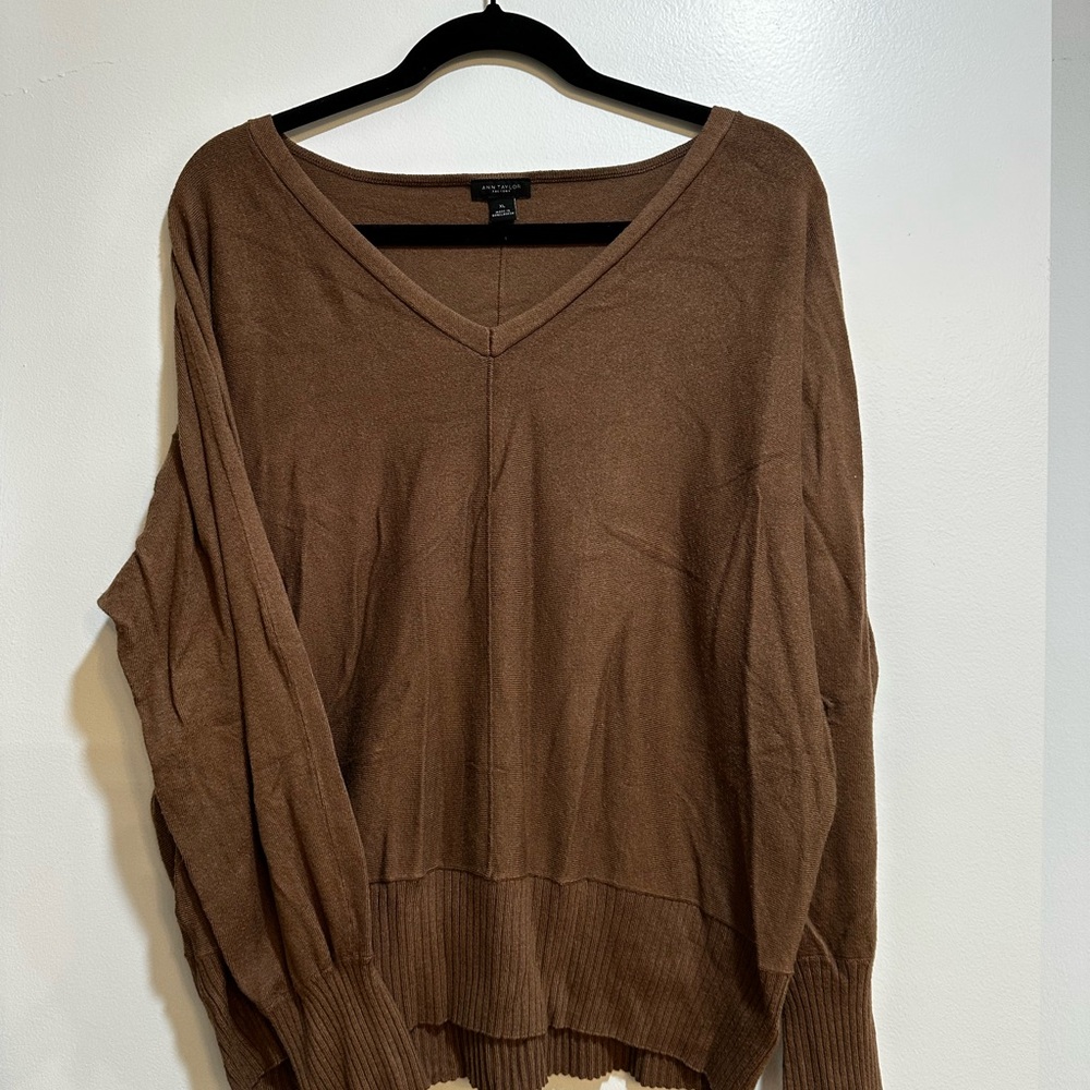 Ann Taylor Brown V-Neck Sweater